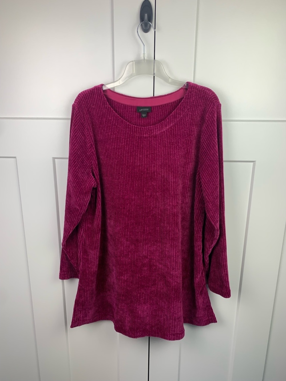 J Jill XL Chenille Knit Sweater Pink Scoop Neck Heritage Cozy Classic Mature - Picture 3 of 7